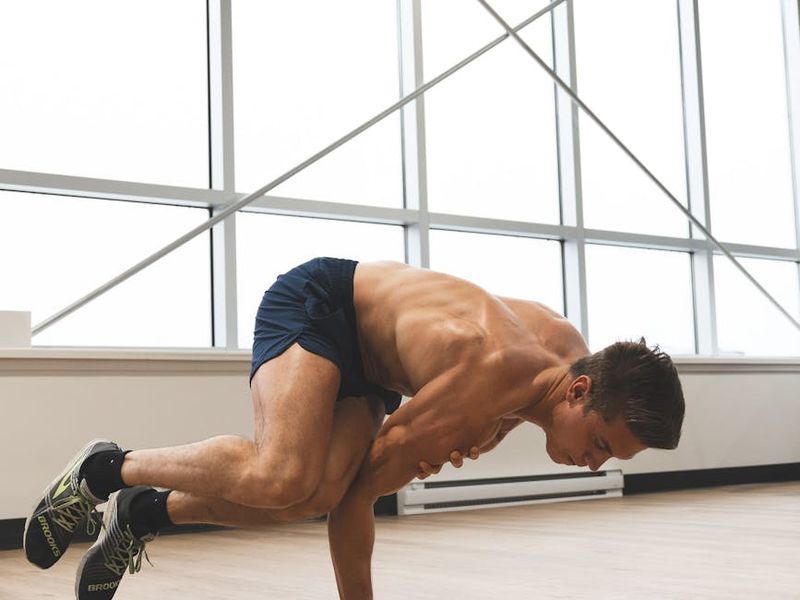 Close up of a man performing core exercises